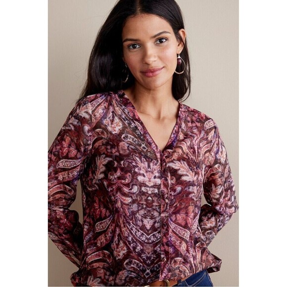 NWT Soft Surroundings Multicolor Tapestry Floral Paisley Tasha Top Plus Size 3X - Picture 1 of 9